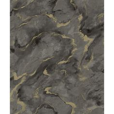 an abstract grey and gold marble textured wallpaper with black, yellow and white paint