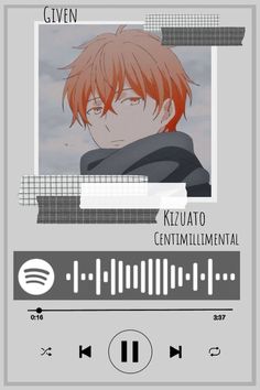 an anime character with red hair and headphones in front of sound equals on the screen