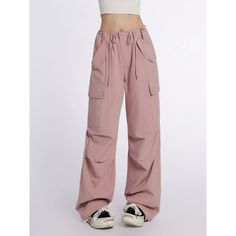 High-Waist Drawstring Cargo Joggers - chiclara Pants Model, Cargo Joggers, Purple And Black, Cargo Pants, Wide Leg Pants, Black And Brown, Womens Bottoms, Lowest Price, High Waist