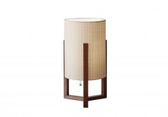 Walnut Wood Finish Cylindrical Linen Shade Table Lamp - Adore the Decor Table Lantern, Table Lanterns, Mid Century Table, Fabric Cord, Wood Bedside Table, Bedside Table Lamps, Brown Fabric, Hanging Pendant Lights, Linen Shades