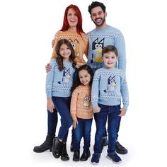 This festive Christmas sweater is perfect for the whole family Bluey Bingos Chilli Bandit sweater comes in sizes for toddlers to adults, so everyone can join in the holiday fun Winter Essentials Clothes, Winter Fashion Cold, Bluey Dad, Family Sweater, Embroidery Sweater, Loose Knit Sweaters, Girls Fleece, Toddler Christmas, Boys Sweaters