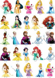 the disney princesses are all different colors and sizes