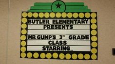 a sign that says butter elementary presents mr grump's 3rd grade class starting