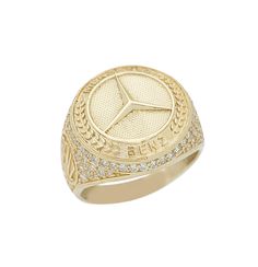 - Authentic 10K Yellow Gold Ring - Solid Gold CZ Ring For Men - Weight - 6.4 g, Ring Size - 9 - Ring Head Diameter : 0.7 inch (17.5 mm) - 30 Days Money Back Guarantee Gold Mercedes, G Ring, Mens Gold Rings, Ring For Men, Cz Ring, Gold Bar, Yellow Gold Ring, Yellow Gold Rings, Gold Pendant