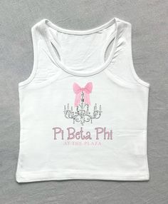 pi phi at the plaza <3 ♡ NEED A BULK ORDER? We offer bulk discounts for orders over 35 shirts. Please check the last listing photo for exact pricing! We also offer this print on: SWEATSHIRTS, TEES (COMFORT COLORS OR GILDAN), AND BABY TEES. ♡ Please read full description and try not to order too close to your event! I will make sure your shirt is out by my scheduled date, but delays sometimes do happen through USPS, so please allot enough time for delivery. ♡ NO REFUNDS are accepted on sorority shirts, but please contact me if you have an error with your order. ♡ This listing comes in a cropped tank. Please check size chart for sizing info! If you would like this design on a baby tee for a bulk order, please reach out so I can accommodate that request! ♡ Please check size chart for exact me Planet Sorority Shirt, Philantrophy Shirts Sorority, Pi Phi Bid Day, Fancy Hotel, Parents Weekend Shirts, Bid Day Shirts, Big Little Shirts, Sorority Shirt, Pi Phi