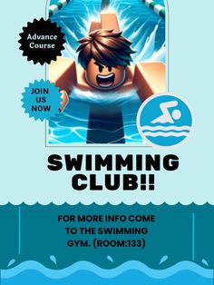 the swimming club flyer is shown