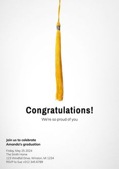 an image of congratulationss with a tassel hanging from the end of a string