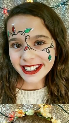 Face Paint Christmas, Holiday Party Makeup, Xmas Makeup, Christmas Lights Wallpaper, Christmas Face Painting, Face Paint Designs, Paint Christmas, Lights Aesthetic, Face Painting Tutorials