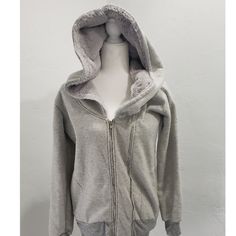 Grey Fleece Hoodie With Oversized Faux Fur Hood. Pockets At The Side, With A Warm Fleece Like Lining. New Without Tags Grey Fleece Jacket, Jacket Hoodie, Fur Hood, Colorful Hoodies, Fleece Hoodie, Hoodie Jacket, Fleece Jacket, Gray Color, Checks