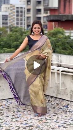 SAREE BY GVASTRA | Soft Crush Tissue Sarees with Floral prints all over the body having zari woven border on both sides 
Rich jacquard zari woven Pallu with... | Instagram