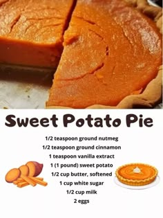 sweet potato pie recipe with instructions on how to make it