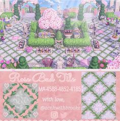 an image of a garden with flowers and trees in the middle, and text that reads rose ball tile