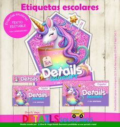 an advertisement for dental products with unicorns and stars on the front, in spanish