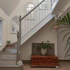 the stairs in this house have been painted white