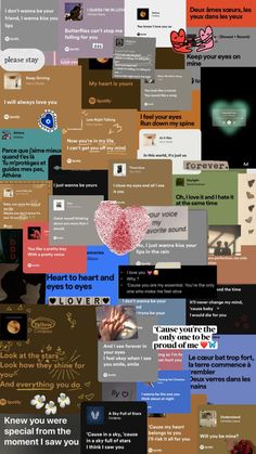 a collage of many different types of text and pictures on the same page, each with