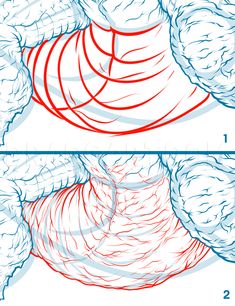 two different views of the same object, one with red and blue lines on it