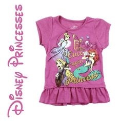 Princess Ariel, Cinderella, Rapunzel Girls T-Shirt-Glitter Bling Color: Fuchsia Sizes: 2t-3t-4t Label: Disney Composition: 50% Polyester 50% Cotton Pink Disney Tops For Summer, Pink Disney Cotton Top, Disney Pink Tops With Character Print, Pink Cotton Disney Top, Disney Pink Tops With Cartoon Print, Disney Graphic Print Pink Top, Pink Disney Cartoon Print Top, Pink Disney Graphic Print Top, Disney Cotton Tops For Playwear