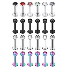 PRICES MAY VARY. 6mm, 8mm, 10mm, 12mm bar length available. Please choose suitable size for you. Material: 316L Surgical Stainless Steel and High Quality CZ(Hypoallergenic and no nickel body jewelry) Gauge: 16G (1.2mm); Wearable Bar Length:6mm; Ball size:3mm Jewelry can be used for Labret Stud, Lip, Tragus, Earrings, Cartilage Jewelry and so on. Package Includes: 24PCS Stainless Steel Lip Rings(Silver,Black,Rainbow,Jeweled CZ,Each Style 6PCS), come with one gift velvet bag. Description:This is a Monroe Lip Piercing, Lip Piercing Jewelry, Lip Rings, Earrings Cartilage, Cartilage Jewelry, Cartilage Earrings Stud, Labret Studs, Helix Earrings, Tragus Earrings