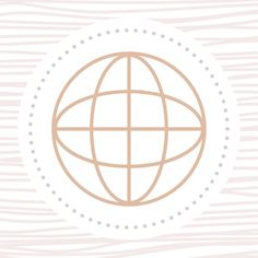 a white and beige background with a stylized globe in the center, surrounded by wavy lines