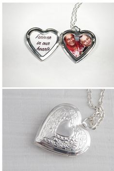 Personalized photo locket would made a lovely, personal gift idea for family members. Silver Locket Necklace For Mother's Day Anniversary, Silver Locket Necklace For Memorial On Mother's Day, Silver Locket Necklace For Mother's Day Memorial, Personalized Silver Locket Necklace For Mother's Day, Personalized Silver Locket Necklace For Anniversary, Memorial Heart-shaped Nickel-free Locket Necklace, Nickel-free Heart Locket Necklace For Memorial, Heart-shaped Nickel-free Locket Necklace For Memorial, Personalized Open Heart Locket Necklace For Keepsake