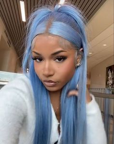 Blue Hair, Piercings, A Woman, Hair, Blue, Black