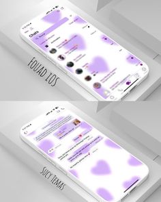 two images of the same cell phone, one with purple and white designs on it