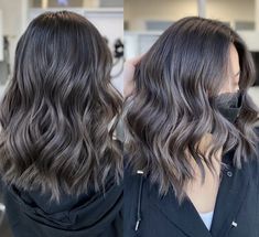 Smokey Ash Brown Balayage, Ash Brown Balayage Dark, Brown Balayage Dark, Dark Mid Length Hair, Half Head Foils, Smokey Ash Brown Balayage Dark, Hair Peg, Half Head Highlights, Highlights On Dark Brown Hair