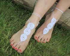 Crochet barefoot sandals Beach wedding shoes Wedding Barefoot | Etsy Soleless Sandals, Boho Barefoot Sandals, Barefoot Sandals Beach Wedding, Bridal Foot Jewelry, Beach Wedding Sandals Barefoot, Beach Wedding Shoes, Crochet Barefoot Sandals, Sandals Beach, Yoga Socks