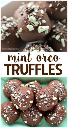 mini oreo truffles with chocolate and white sprinkles on top