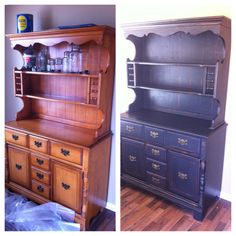 an old dresser has been refinished with new paint and waxed to look like wood