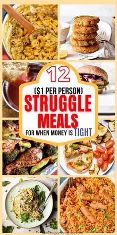 the cover of 12 per person's struggle meals for when money is tight book