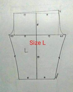 the front and back view of a sewing pattern, with measurements for each piece on it