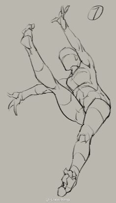 a drawing of a man diving to catch a ball