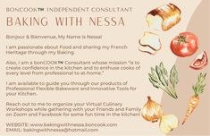 a recipe for baking with nessa written in english and italian on a beige background