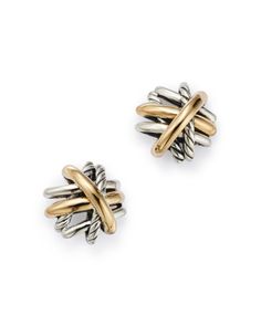 Crossover Stud Earrings in Sterling Silver with 18K Yellow Gold, 11mm 2022 Jewelry, 2024 Jewelry, David Yurman Earrings, Diamond Cufflink, Jewelry Styles, David Yurman Jewelry, Yellow Gold Jewelry, Knot Earrings, Stacked Jewelry