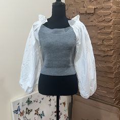 Fashion Nova Off The Shoulder Crop Sweater Size Small With Balloon Arms Crop Sweater, Shoulder Sweater, Sweater Fashion, Cropped Sweater, Gray White, Fashion Nova, Sweater Sizes, Off The Shoulder, Sweaters For Women