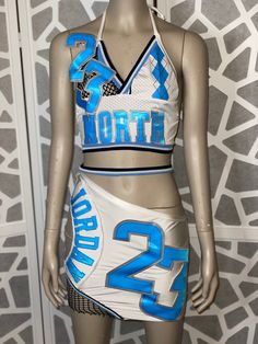 Custom Carolina Jersey two piece set Custom Jersey Dress, Jersey Party Outfit, Jersey Dress Outfit, Blackpink Outfit, Jersey Party, Jersey Dresses, Fayetteville Nc, Custom Jerseys, Birthday Photoshoot