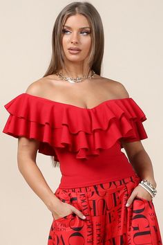 Fitted Ruffle Hem Top For Party, Fitted Party Tops With Ruffle Hem, Flirty Party Tops With Ruffle Hem, Stretch Ruffle Tops For Night Out, Stretch Ruffled Tops For Night Out, Off-shoulder Ruffled Tops For Night Out, Flirty Sleeveless Ruffled Top, Flirty Sleeveless Tops With Ruffles, Flirty Ruffle Tops For Party