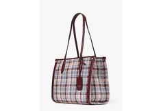 Our classic go-everywhere tote gets a makeover in cozy tweed. We made it lightweight and roomy so you never have to leave anything behind. | Kate Spade Market Tweed Medium Tote, Dark Merlot We Made It, Medium Tote, Merlot, Made It, Drawstring Backpack, To Leave, Bucket Bag, You Never, Kate Spade