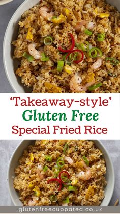 takeaway style gluten free rice with shrimp and peppers