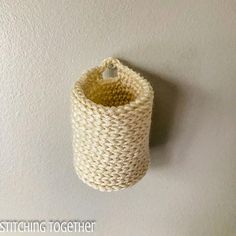 two crochet baskets filled with pens and tape Cute Mini Crochet, Mini Baskets, Hanging Crochet, Crochet Basket Pattern Free, Bathroom Basket Storage, Crochet Baskets, Diy Rv, Deco Wreaths, Knit Basket