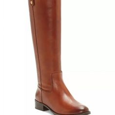 Color: Cognac Size: 6.5 Round Toe Studded Pull Tab Leather Upper Msrp: $180.00 New In Box Fall Riding Boots, Stylish Fall Boots, Tan Riding Boots, Wide Calf Riding Boots, Cognac Boots, Equestrian Boots, Tall Riding Boots, Black Boots Tall, Tall Leather Boots