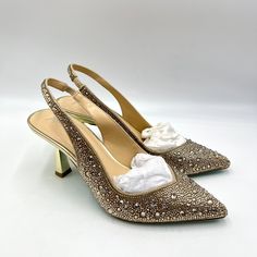 Betsey Johnson Women's Sb-Clark Gold Jewel Encrusted Sling Back Point Toe Pumps. Women's Size 6.5 Regular / Medium Width. Condition: New Without Box. New To Poshmark? Sign Up Using Invite Code: Tentoday For $10 Off Your Purchase! Party Special Event Evening Dress Up Formal Elegant Wedding Bridal Bride Bridesmaid Prom Pageant Satin Shoes Flats Heels Pumps Strappy Gold Silver Shimmery Sparkly Sparkle Glitter Glittery Bling Jewel Jewels Jeweled Rhinestone Rhinestones Crystal Crystals Bhldn Gems Ank Jewel Encrusted, Satin Shoes, Betsey Johnson Shoes, Slingback Heels, Pumps Shoes, Slingback Heel, Heels Pumps, Sling Back, Pump Shoes