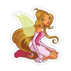 a sticker with a fairy sitting on the ground