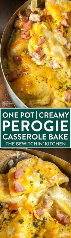 one pot creamy peogie casserole bake with ham and cheese