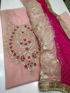 *******Item Overview********** ATHARVA Hand Embroidered Salwar Kameez w/Embroidery Neck Blue w/Soft Chiffon Gota Work Dupatta Peach/Custom Stitch/Tunic/Pants/Patiala Salwar/CH1551 Fabric: • Shirt Chanderi Silk - Embroidered Neck- Pink - 2.5 Mts Beautiful Hand Embroidere Neck. • Dupatta: Chiffon Stitch Pants, Embroidered Salwar, Kalamkari Blouse, Boutique Suits, Kurti Embroidery Design, Patiala Salwar, Embroidered Pants, Embroidery Neck Designs, Boutique Dress Designs