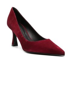 Bordeaux red suede Kate pumps, slip-on style, pointed tip, branded leather insole, 70mm sculpted heel, leather and rubber soleComposition: Calf Leather, 100%