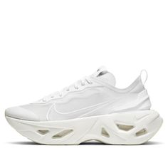 Modern White Running Shoes With Translucent Outsole, Modern White Low-top Running Shoes, Nike White Running Shoes With Rubber Sole, Nike White Sneakers With Perforations, Modern White Sneakers With Vented Sides, White Nike Sneakers With Vented Sides, Nike White Sneakers With Vented Sides, Modern White Running Shoes With Vented Sides, Women's Sportswear