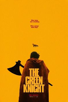 the green knight movie poster with man in cloak