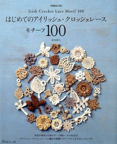 the book is about crochet lace motifs in various sizes and colors, including flowers